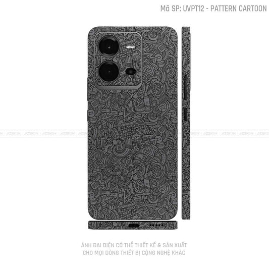 Dán Skin Vivo V Series Vân Pattern Cartoon Xám | UVPT12