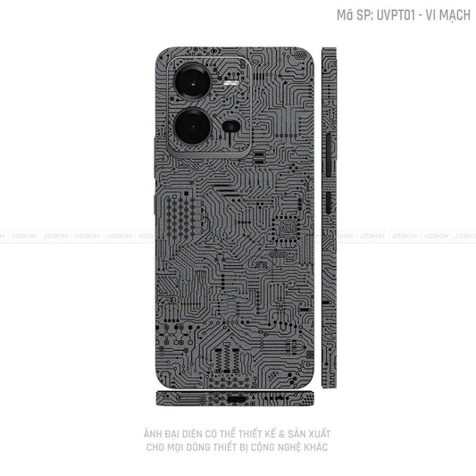 Dán Skin Vivo V Series Vân Vi Mạch Xám | UVPT01
