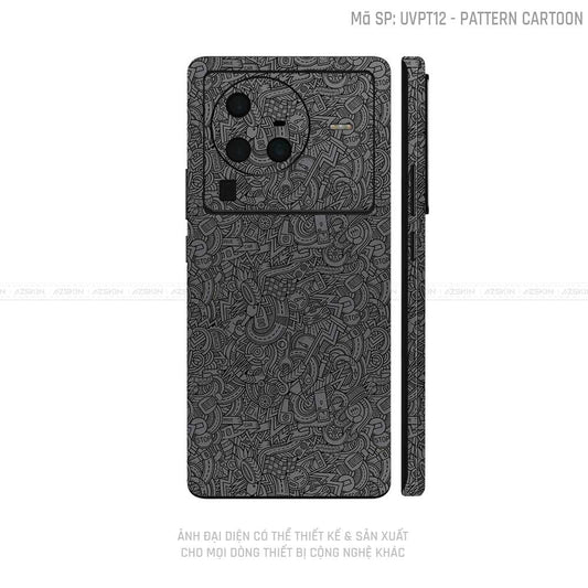 Dán Skin Vivo X Series Vân Pattern Cartoon Xám | UVPT12