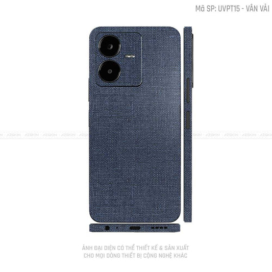 Dán Skin Vivo Y Series Vân Vải Xanh Blue | UVPT15