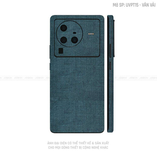 Dán Skin Vivo X Series Vân Vải Xanh Cổ Vịt | UVPT15
