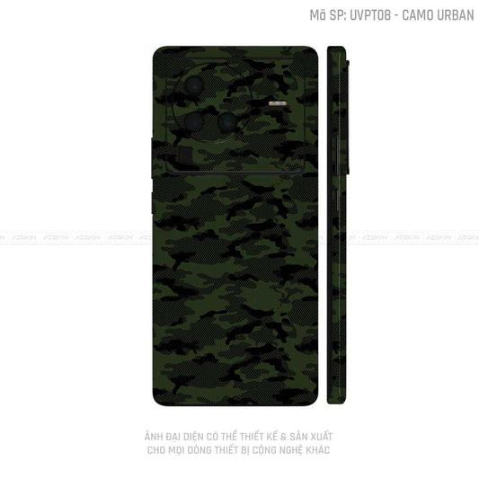 Dán Skin Vivo X Series Vân Camo Urban Xanh Rêu | UVPT08