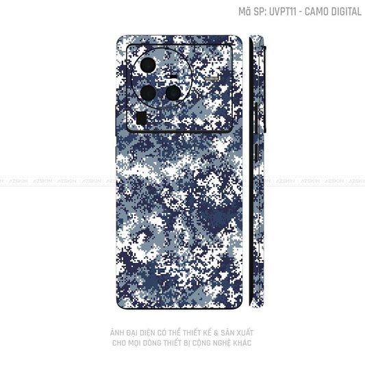 Dán Skin Vivo X Series Vân Camo Digital Xanh | UVPT11