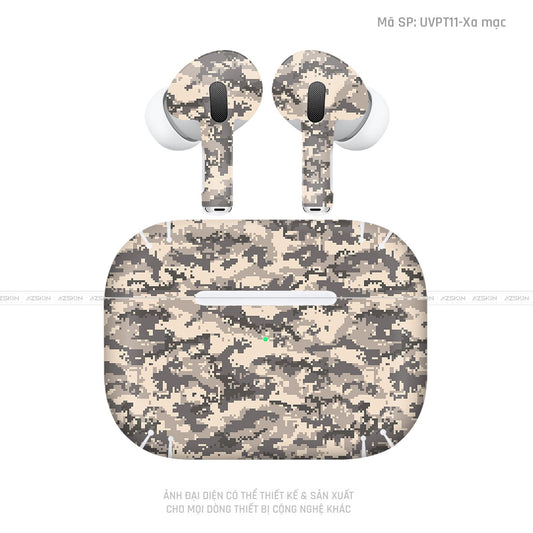 Dán Skin Tai Nghe Airpod 3 Vân Nổi Camo Digital Xa Mạc | UVPT11