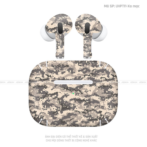 Dán Skin Tai Nghe Airpod 3 Vân Nổi Camo Digital Xa Mạc | UVPT11