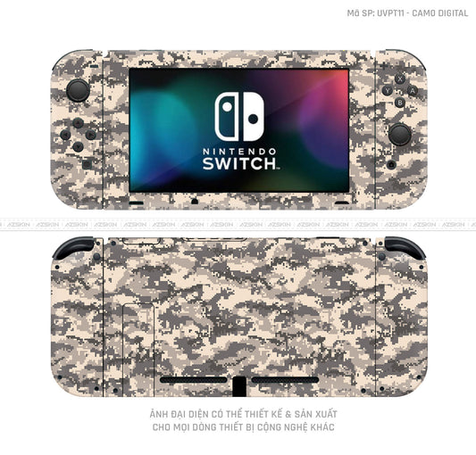 Dán Skin Máy Chơi Game Nintendo Switch Vân Camo Digital Xa Mạc | UVPT11