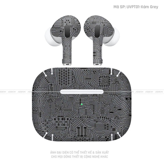 Dán Skin Tai Nghe Airpod 3 Vân Vi Mạch Xám | UVPT01