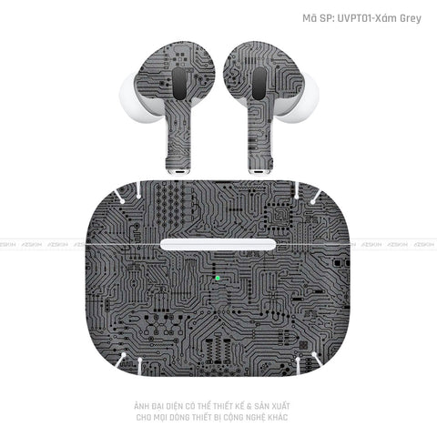 Dán Skin Tai Nghe Airpod 3 Vân Vi Mạch Xám | UVPT01