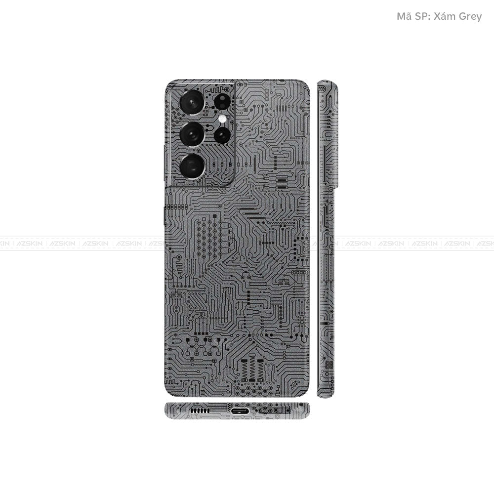 Dán Skin Galaxy S21 Series Vân Vi Mạch Xám | UVPT01
