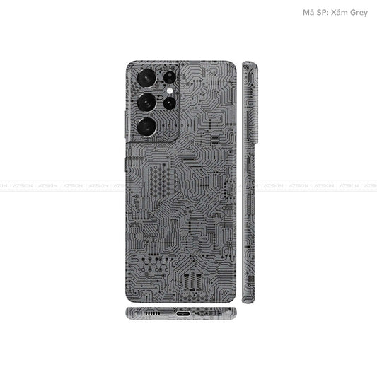 Dán Skin Galaxy S21 Series Vân Vi Mạch Xám | UVPT01