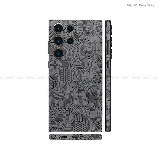 Dán Skin Samsung Galaxy S24 Series Vân Nổi Vi Mạch Xám | UVPT01