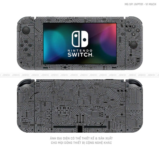 Dán Skin Máy Chơi Game Nintendo Switch Vân Vi Mạch Xám | UVPT01