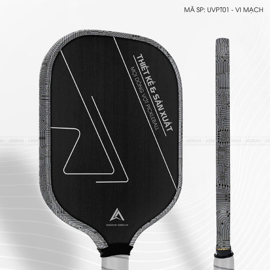 Miếng Dán Viền Vợt Pickleball Skin Vân Nổi Vi Mạch Xám | UVPT01