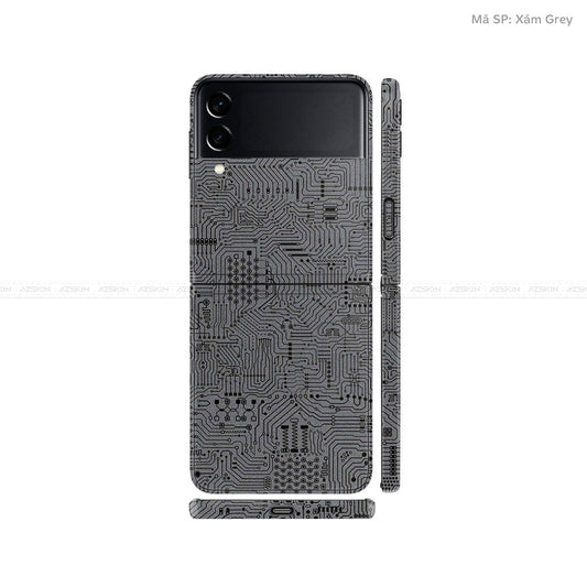 Dán Skin Galaxy Zflip3 Vân Vi Mạch Xám | UVPT01
