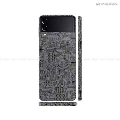 Dán Skin Galaxy Zflip3 Vân Vi Mạch Xám | UVPT01