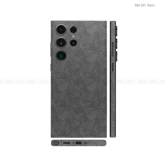 Dán Skin Samsung Galaxy S24 Series Vân Nổi PATTERN AZ Xám | UVPT06