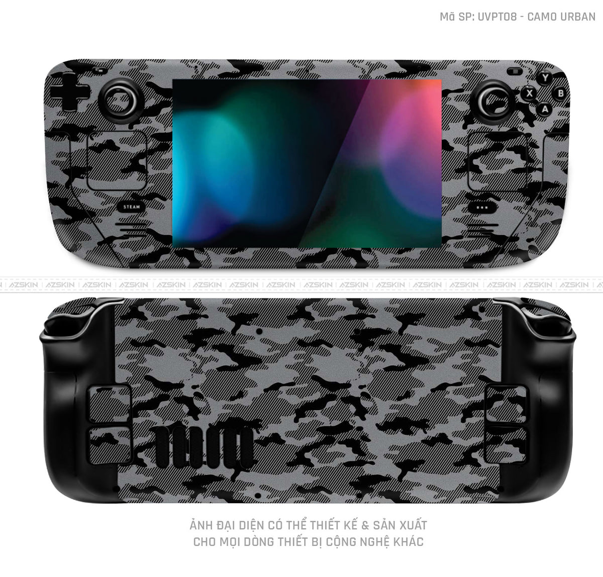 Dán Skin Máy Chơi Game Steam Deck Vân Camo Urban Xám | UVPT08