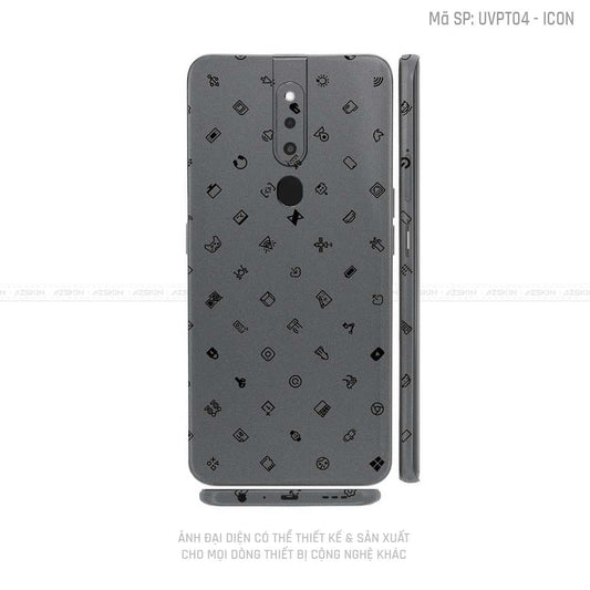 Miếng Dán Skin Điện Thoại OPPO F Series Vân Icon Xám | UVPT04
