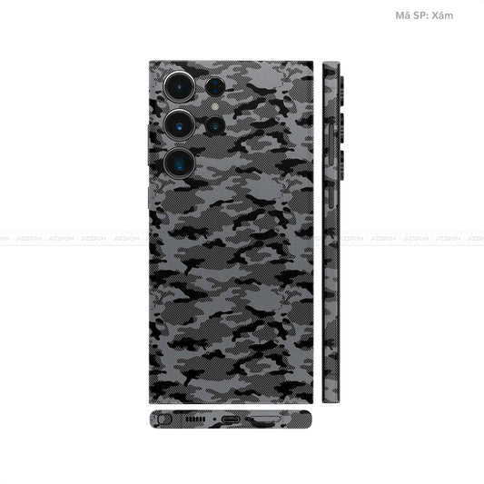 Dán Skin Samsung Galaxy S24 Series Vân Nổi Camo Xám | UVPT08