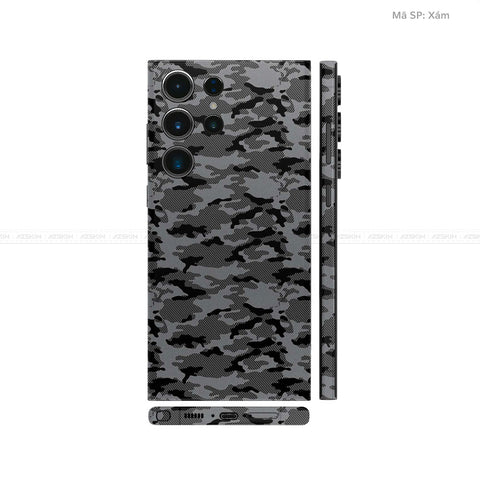 Dán Skin Samsung Galaxy S24 Series Vân Nổi Camo Xám | UVPT08