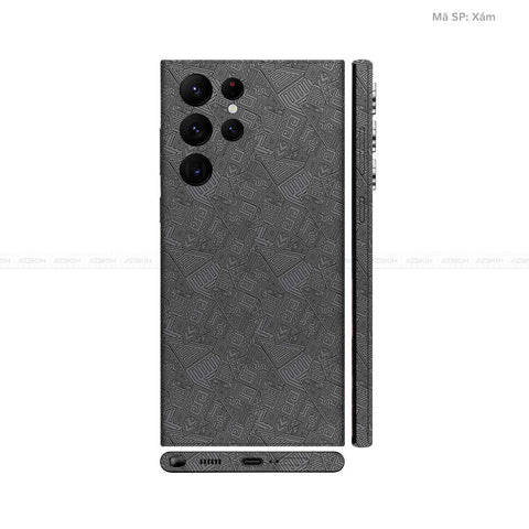 Dán Skin Galaxy S22 Series Vân Nổi Pattern AZ Xám | UVPT06