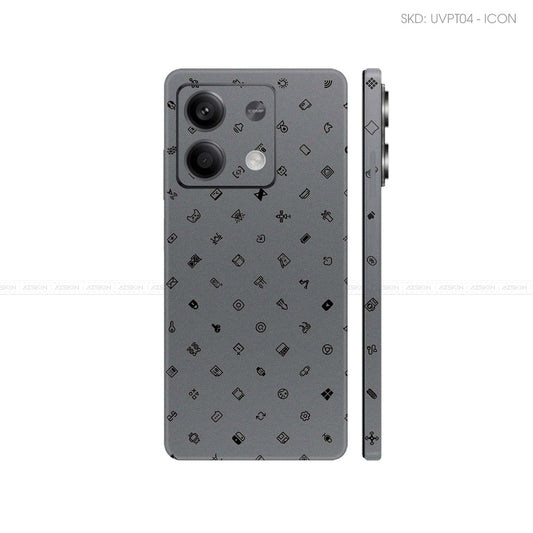 Dán Skin Điện Thoại Xiaomi Redmi 13 Series Vân Nổi ICON Xám | UVPT04