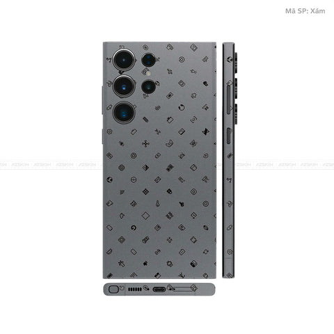 Dán Skin Galaxy S23 Series Vân Nổi Pattern ICON Xám | UVPT04
