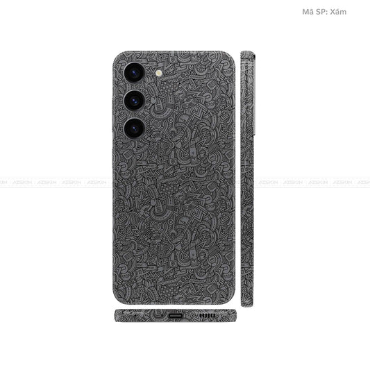 Dán Skin Galaxy S23 Series Vân Nổi Pattern Cartoon Xám | UVPT12