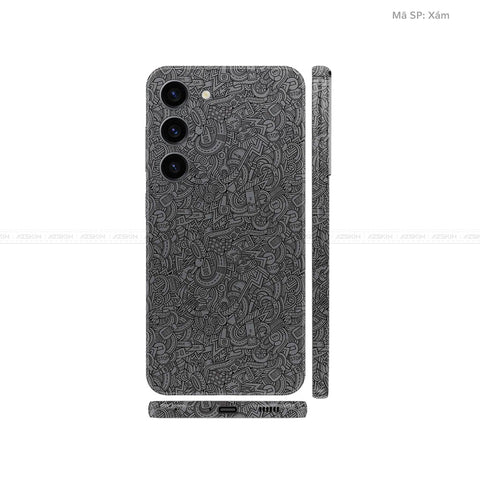 Dán Skin Galaxy S23 Series Vân Nổi Pattern Cartoon Xám | UVPT12