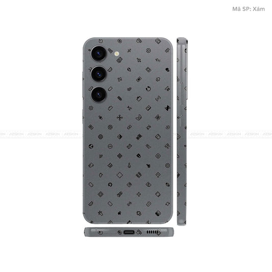 Dán Skin Galaxy S23 Series Vân Nổi Pattern ICON Xám | UVPT04