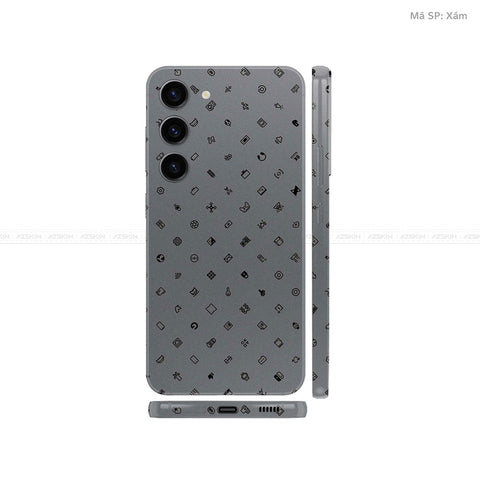 Dán Skin Galaxy S23 Series Vân Nổi Pattern ICON Xám | UVPT04