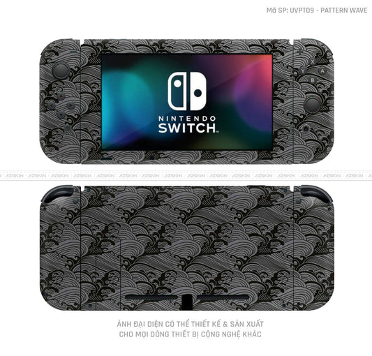 Dán Skin Máy Chơi Game Nintendo Switch Vân Pattern Wave Xám | UVPT09