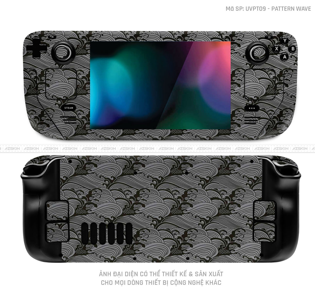 Dán Skin Máy Chơi Game Steam Deck Vân Pattern Wave Xám | UVPT09