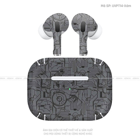 Dán Skin Tai Nghe Airpod Pro/ Pro 2 Vi Mạch 2023 Xám | UVPT14