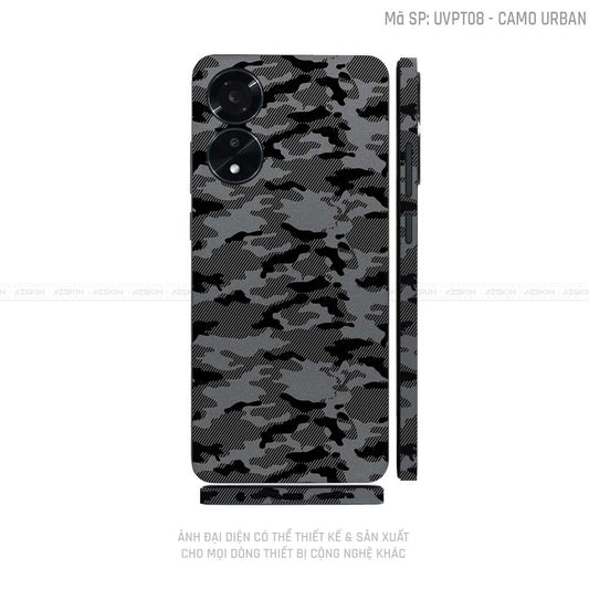 Miếng Dán Skin Điện Thoại OPPO A Series Vân Nổi Camo Xám | UVPT08