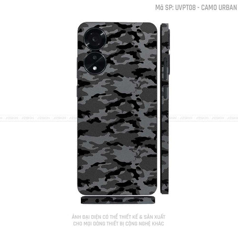 Miếng Dán Skin Điện Thoại OPPO A Series Vân Nổi Camo Xám | UVPT08