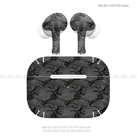 Dán Skin Tai Nghe Airpod Pro/ Pro 2 Pattern Wave Xám | UVPT09