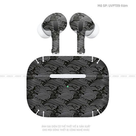 Dán Skin Tai Nghe Airpod 3 Vân Nổi Wave Xám | UVPT09