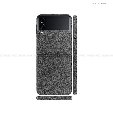 Dán Skin Galaxy Zflip3 Vân Nổi Cartoon Xám | UVPT12