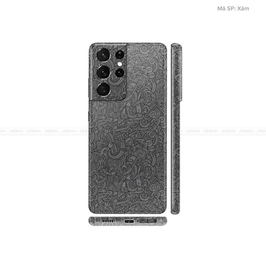 Dán Skin Galaxy S21 Series Vân Pattern Cartoon Xám | UVPT12