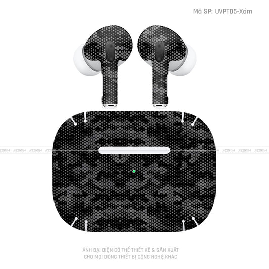 Dán Skin Tai Nghe Airpod Pro/ Pro 2 Vân Mamba Xám | UVPT05