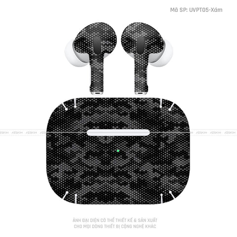 Dán Skin Tai Nghe Airpod Pro/ Pro 2 Vân Mamba Xám | UVPT05