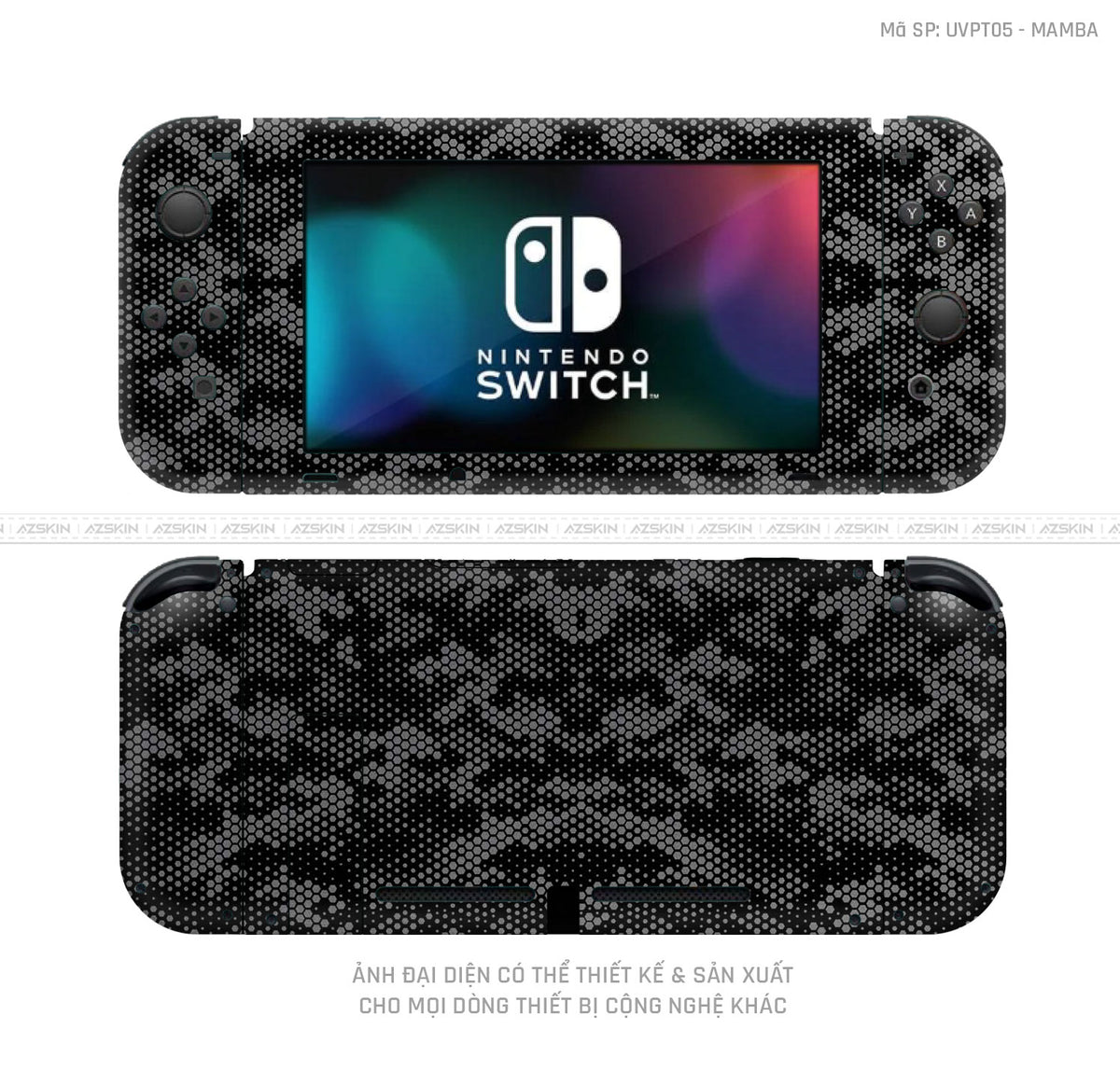 Dán Skin Máy Chơi Game Nintendo Switch Vân Mamba Xám | UVPT05