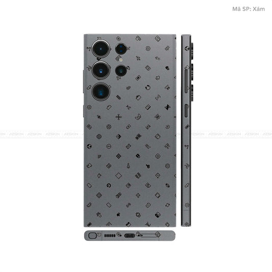 Dán Skin Samsung Galaxy S24 Series Vân Nổi ICON Xám | UVPT04