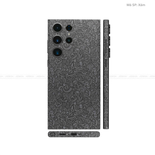 Dán Skin Galaxy S23 Series Vân Nổi Pattern Cartoon Xám | UVPT12