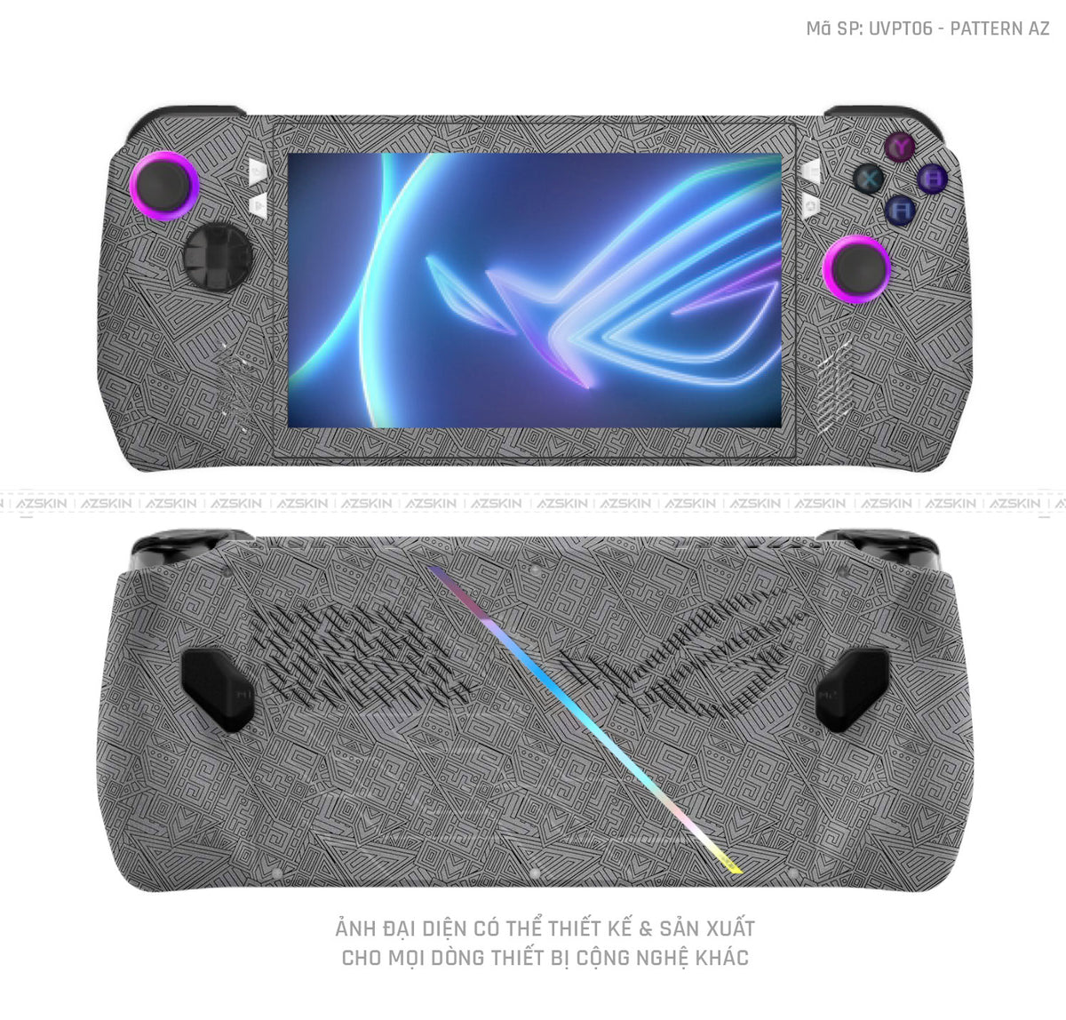 Dán Skin Máy Chơi Game Asus ROG Vân Pattern AZ Xám | UVPT06