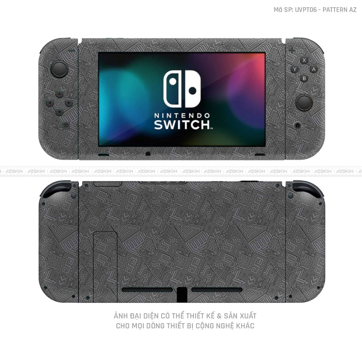 Dán Skin Máy Chơi Game Nintendo Switch Pattern AZ Xám | UVPT06
