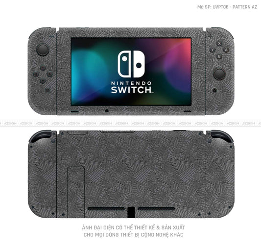 Dán Skin Máy Chơi Game Nintendo Switch Pattern AZ Xám | UVPT06