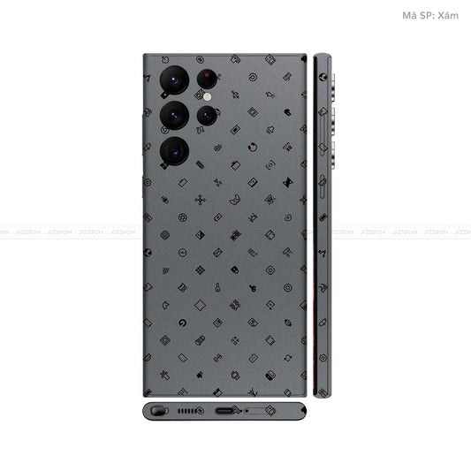 Dán Skin Galaxy S22 Series Vân Nổi ICON Xám | UVPT04