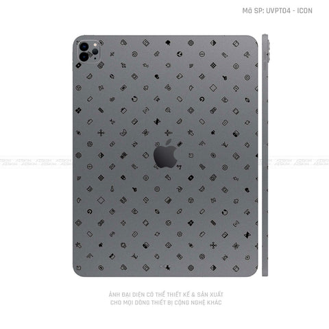 Dán Skin IPad Pro Series Vân Nổi ICON Xám | UVPT04
